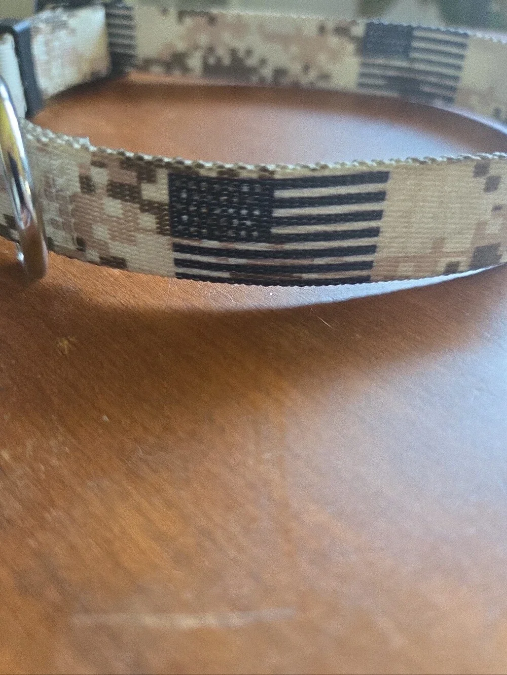Camo Pet Collar with Black American Flag Medium